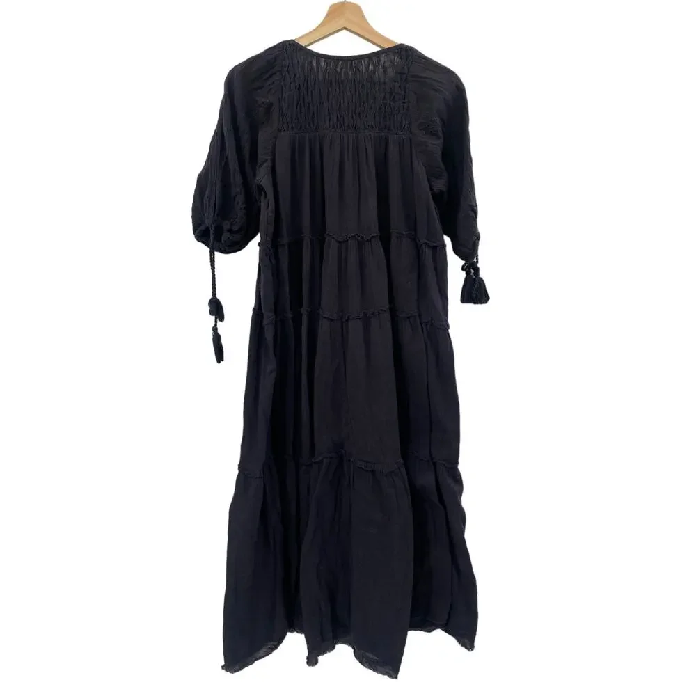 free people black celestial skies midi dress